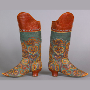 Turkmenistani, Boots, ca. 1895, leather with leather appliqué and silk and linen lining. Gift of Louise McKelvy Walker, 1990. (1990.21.147 a,b)