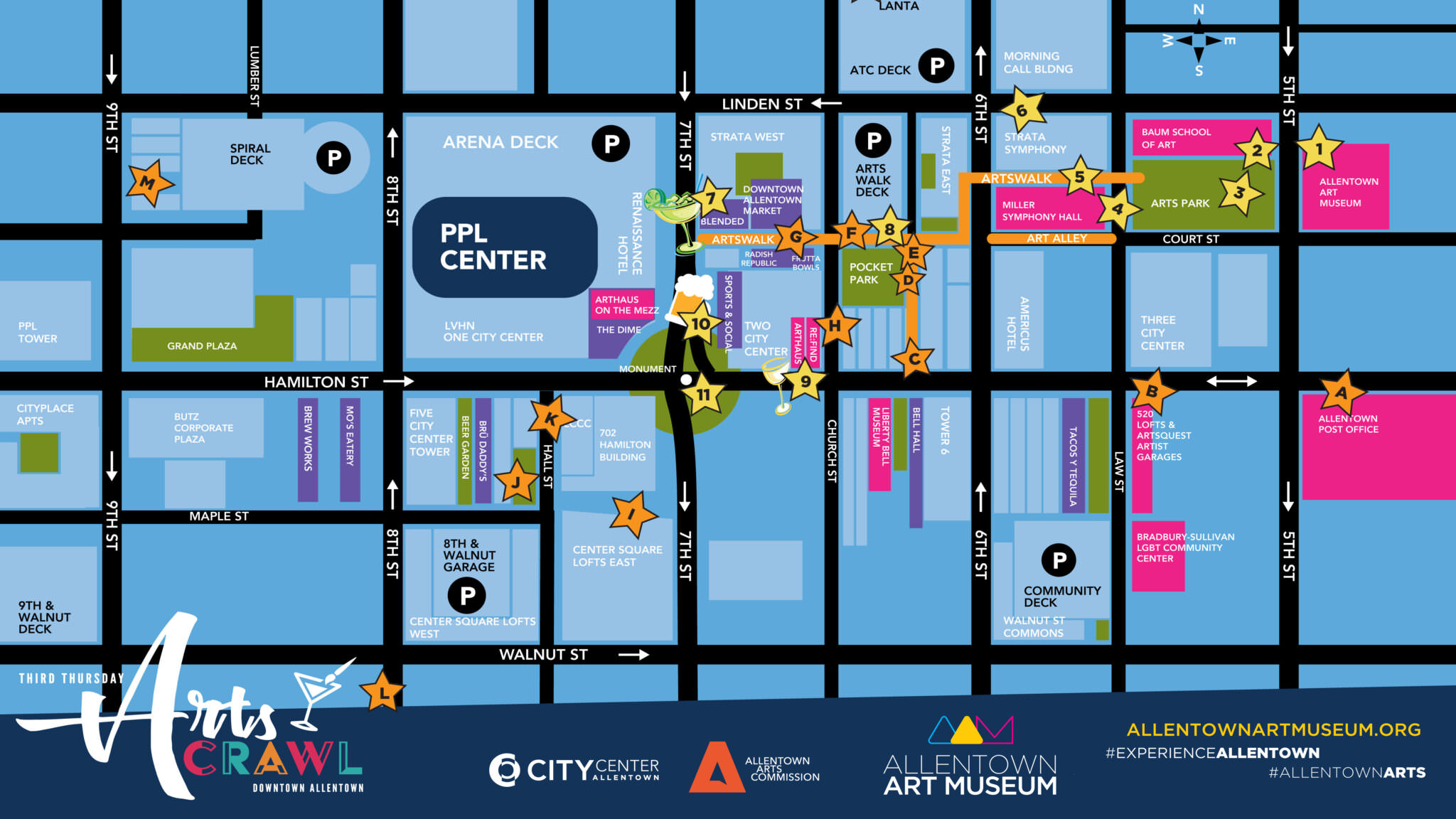Arts Crawl 2022 map Allentown Art Museum