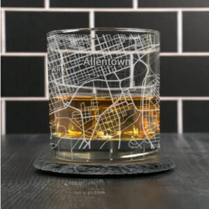 Allentown Street Map Engraved Whiskey Glass